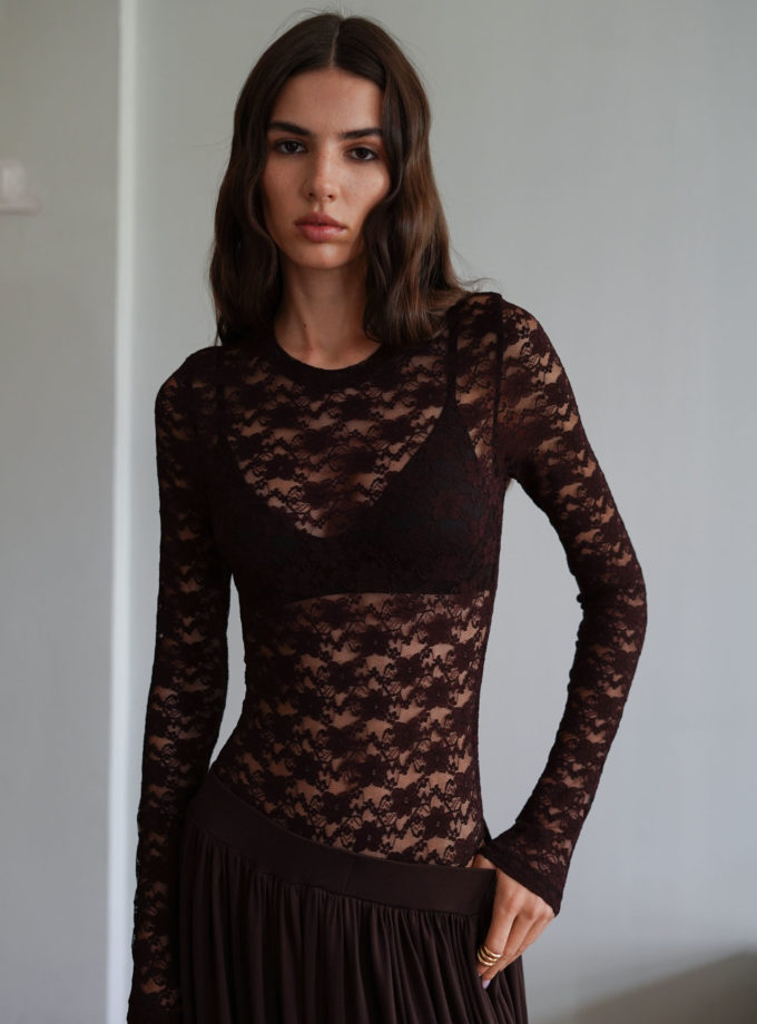 Боді з гіпюру шоколадне THE LACE (TLA_00003348)