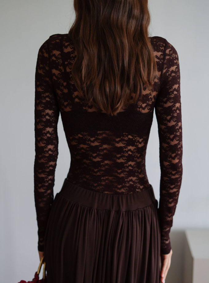 Боді з гіпюру шоколадне THE LACE (TLA_00003348)
