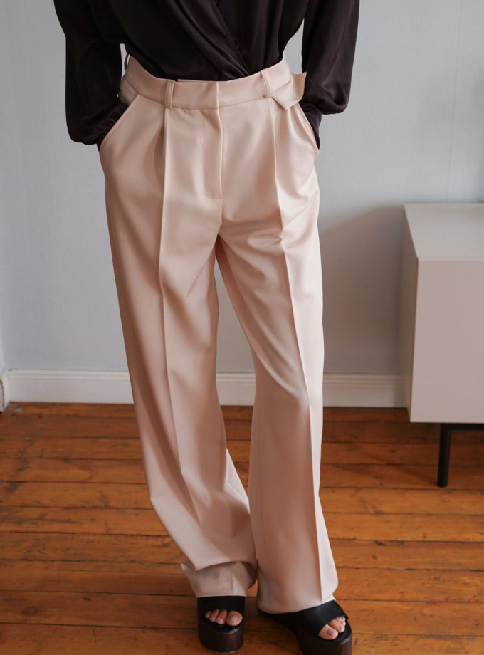 Брюки палаццо з декоративним клапаном кремові Modena THE LACE (TLA_00003354)