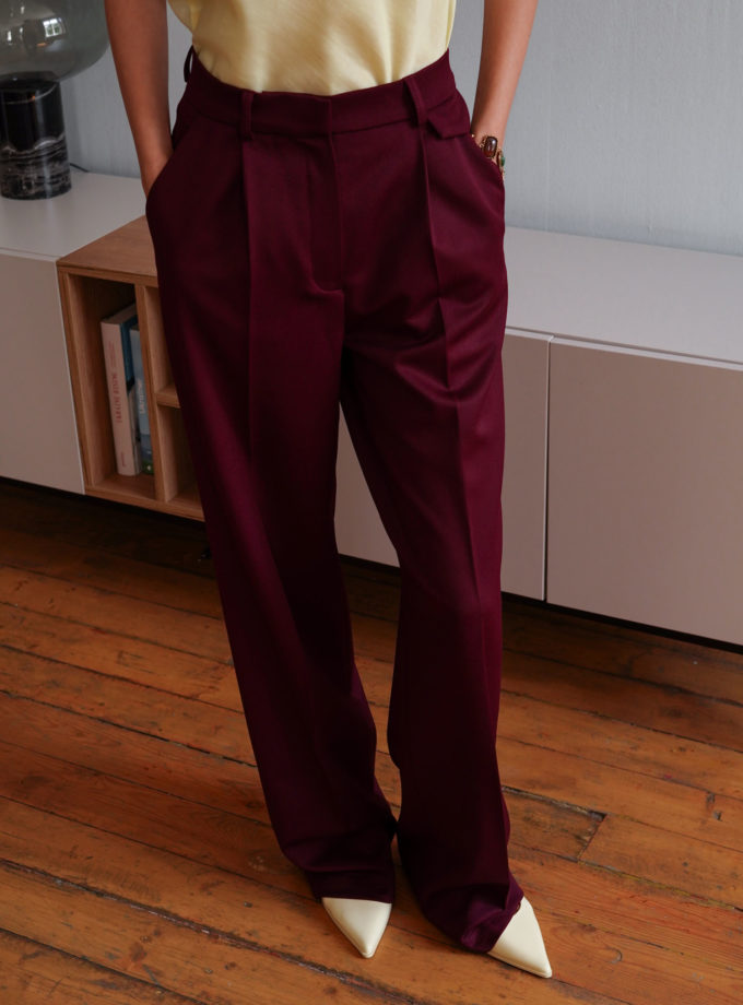 Брюки палаццо з декоративним клапаном бордові Modena THE LACE (TLA_00003355)