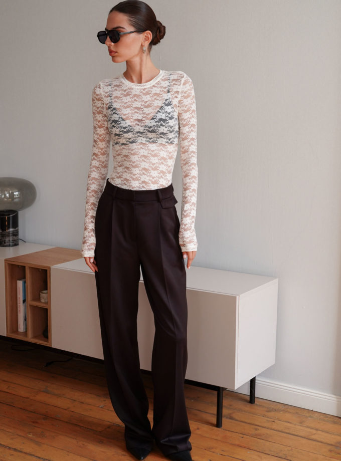 Брюки палаццо з декоративним клапаном шоколадні Modena THE LACE (TLA_00003356) - фото 11