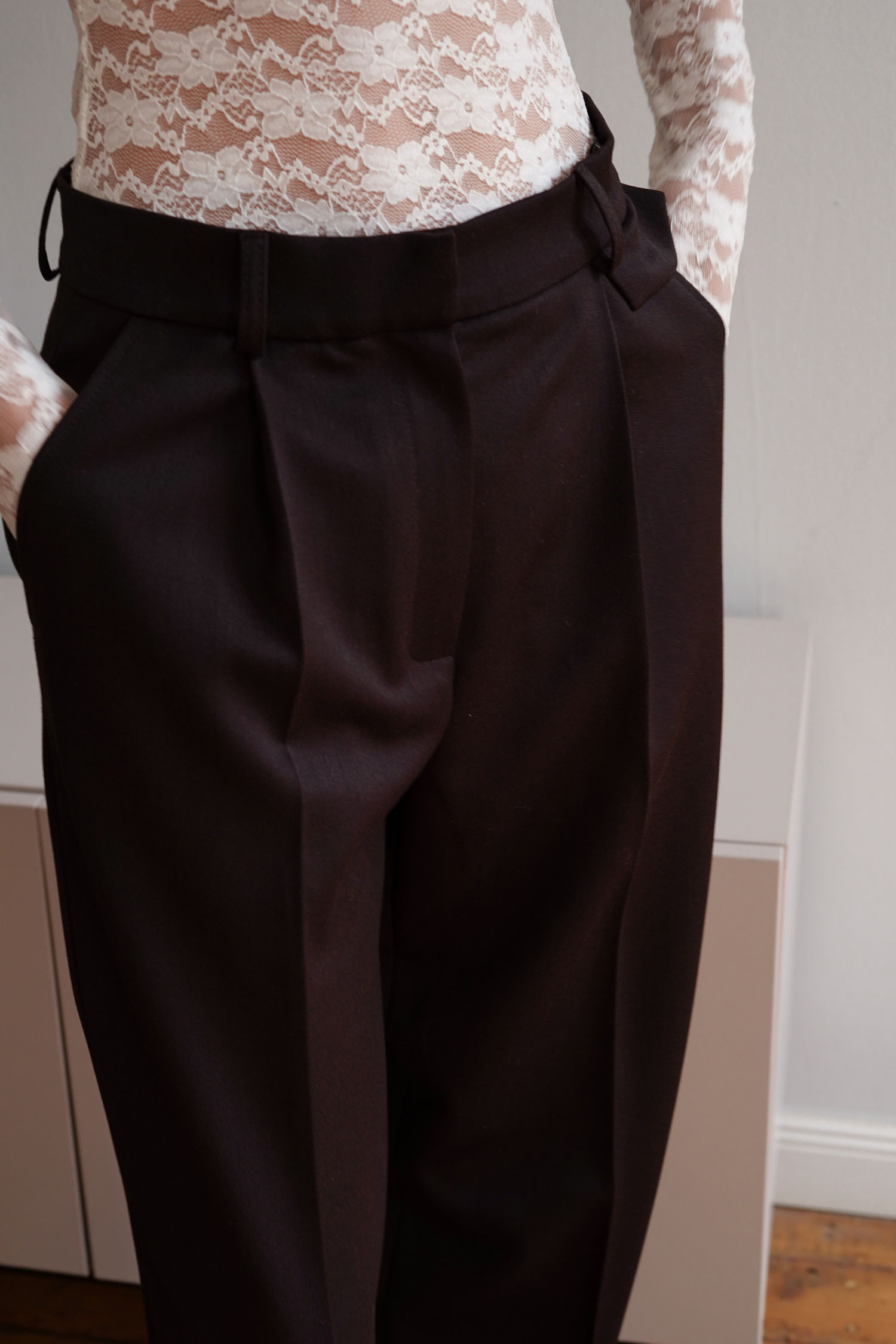 00003356-3 Брюки палаццо з декоративним клапаном шоколадні Modena THE LACE (TLA_00003356) - фото 3