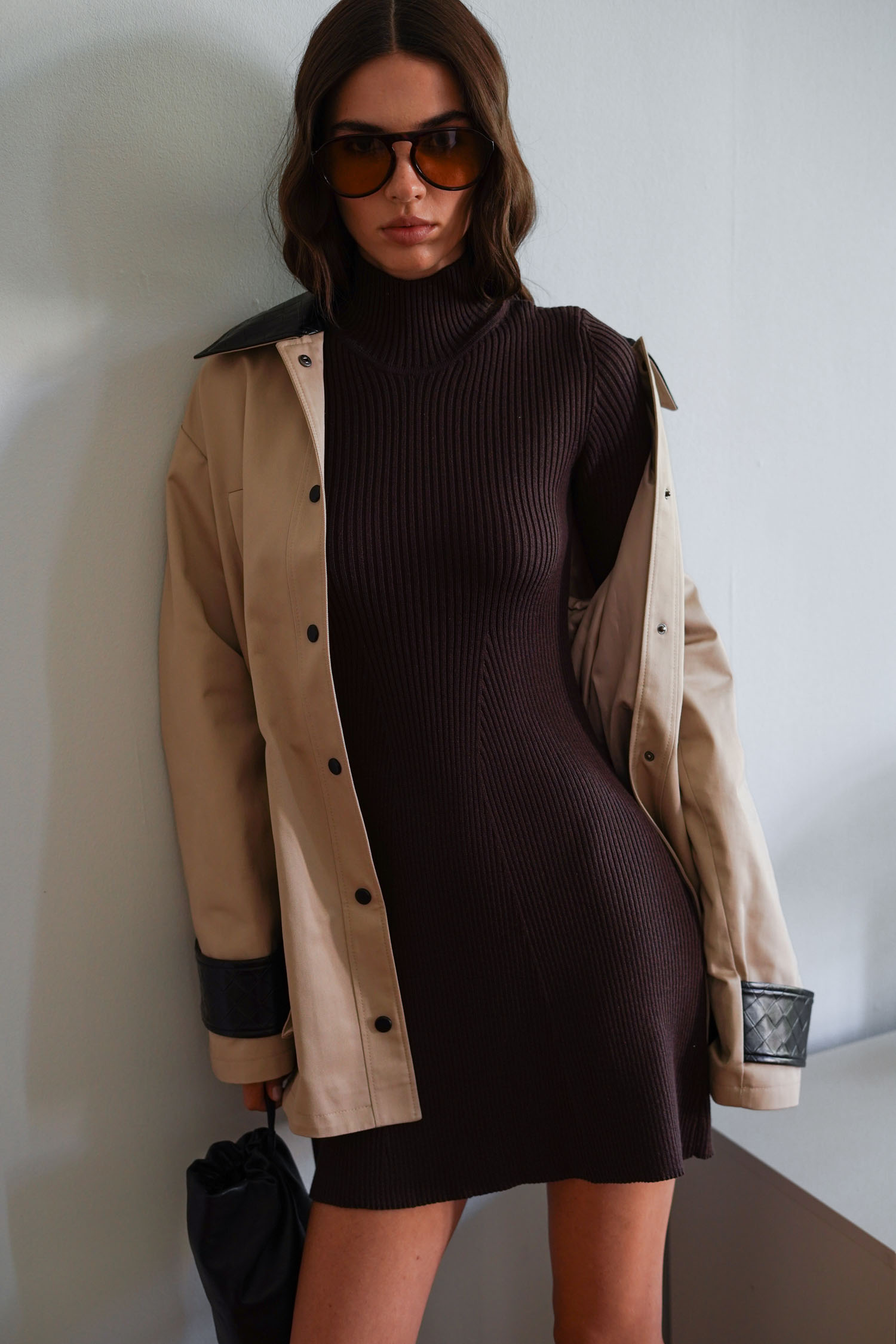 00003359-3 Трикотажна сукня міні шоколадна THE LACE (TLA_00003359) - фото 3