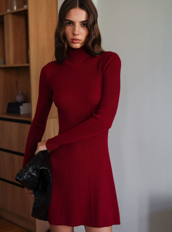 Трикотажна сукня міні бордова THE LACE (TLA_00003361)