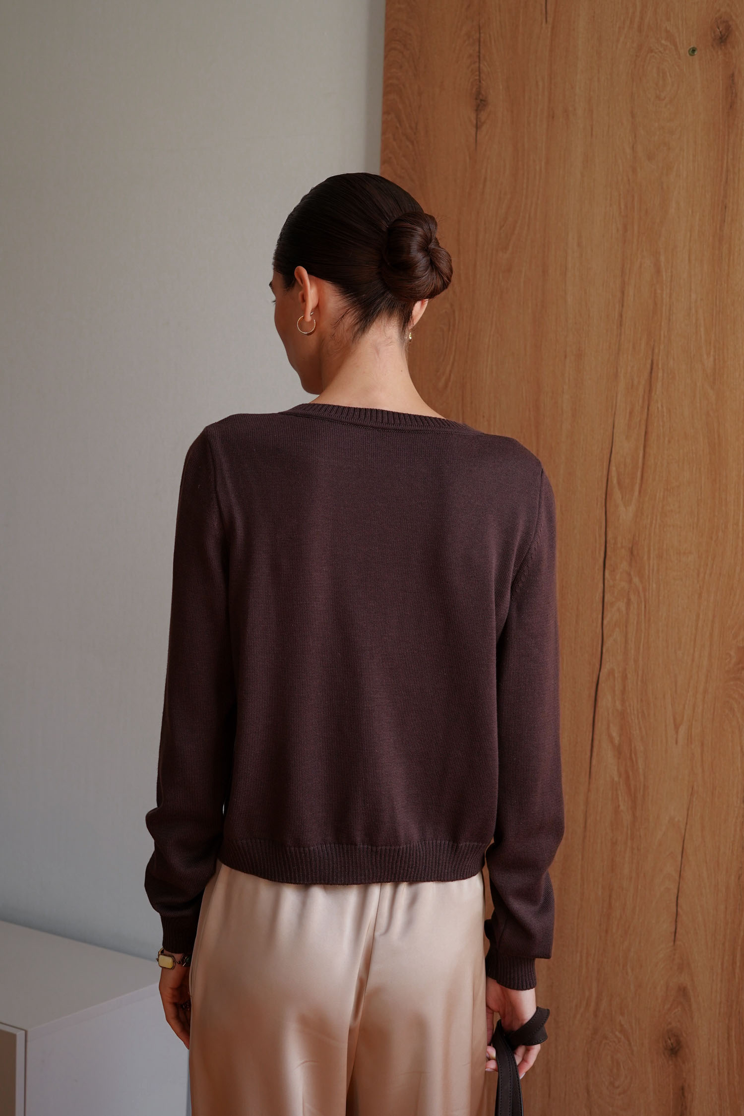 00003382-5 Трикотажний кардиган з круглим вирізом шоколадний THE LACE (TLA_00003382) - фото 5