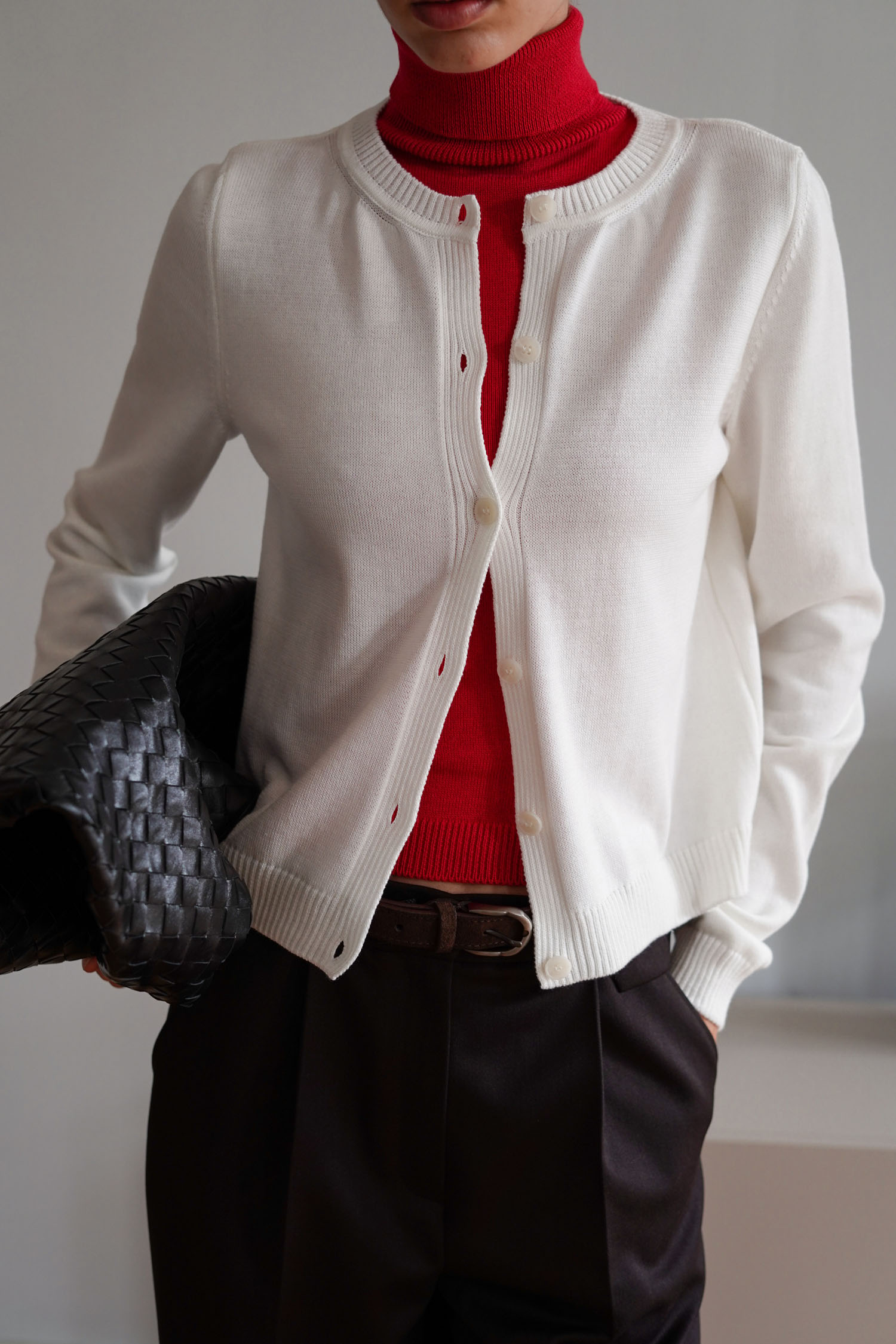 00003383-4 Трикотажний кардиган з круглим вирізом молочний THE LACE (TLA_00003383) - фото 4