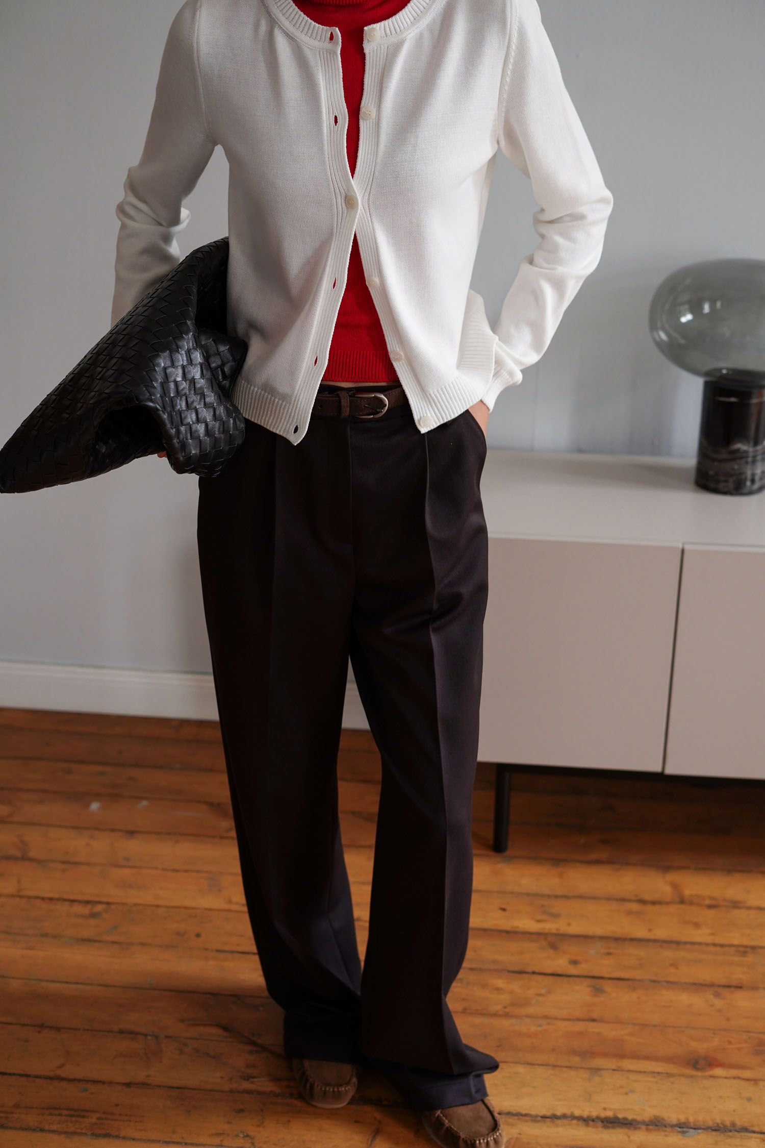 00003383-5 Трикотажний кардиган з круглим вирізом молочний THE LACE (TLA_00003383) - фото 5