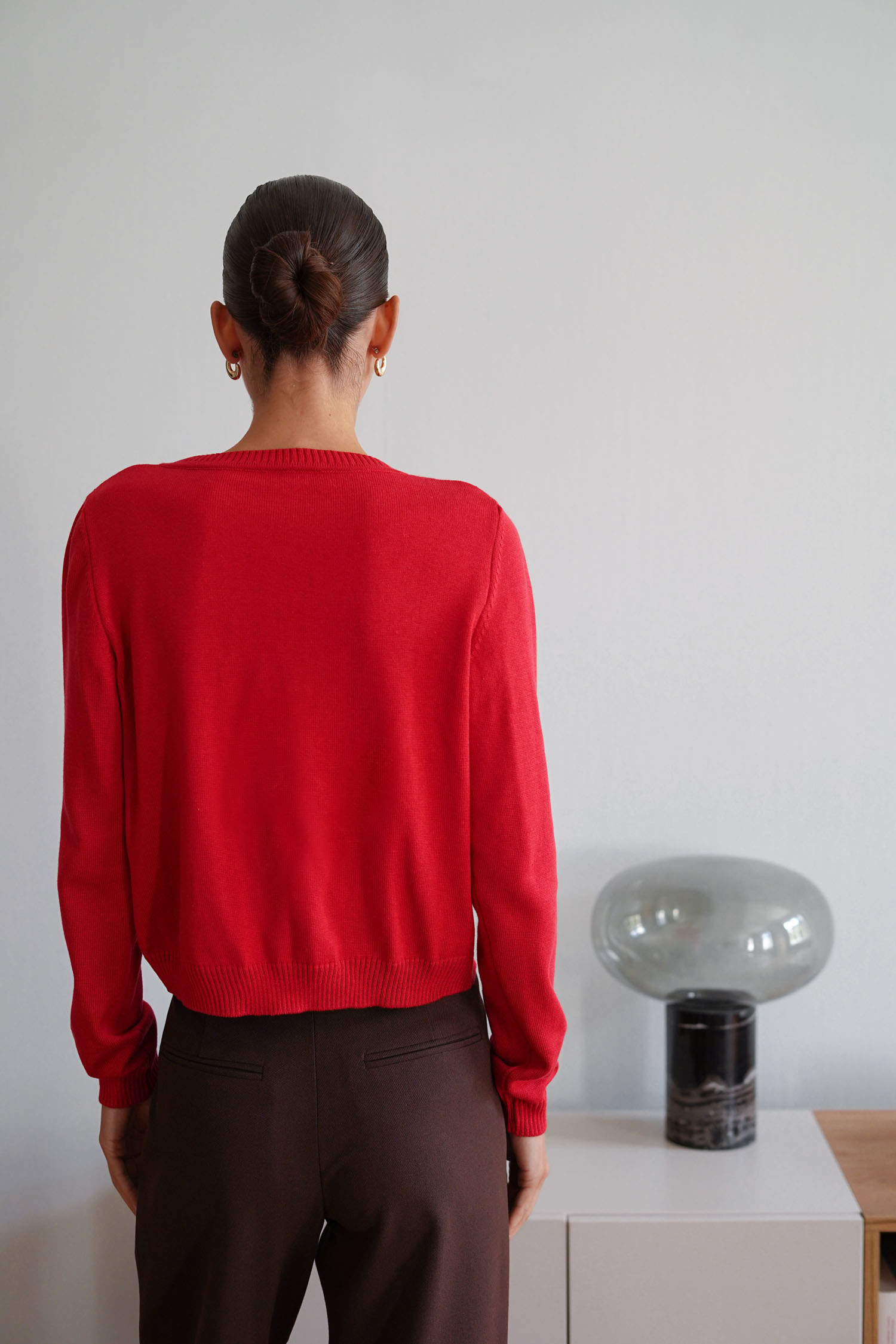 00003384-3 Трикотажний кардиган з круглим вирізом червоний THE LACE (TLA_00003384) - фото 3