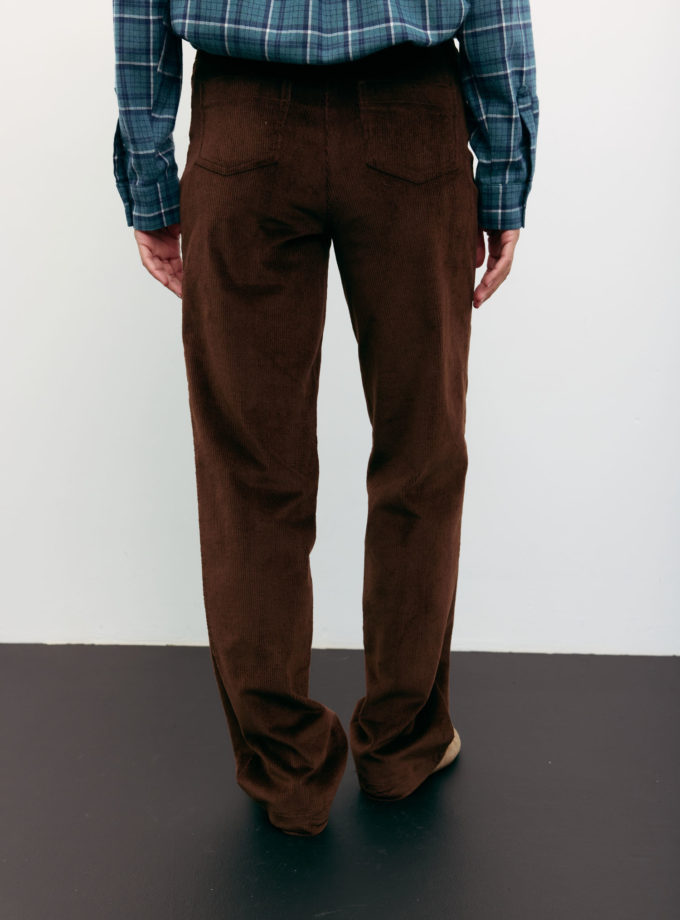 Брюки прямі з вельвету шоколадні THE LACE (TLA_00003388)