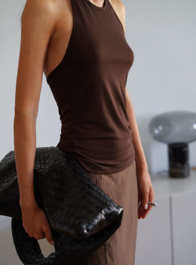 Трикотажний топ з відкритою спиною шоколадний THE LACE (TLA_00003394)