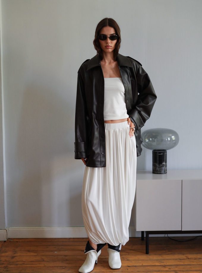 Трикотажна спідниця міді зі складами молочна THE LACE (TLA_00003396)