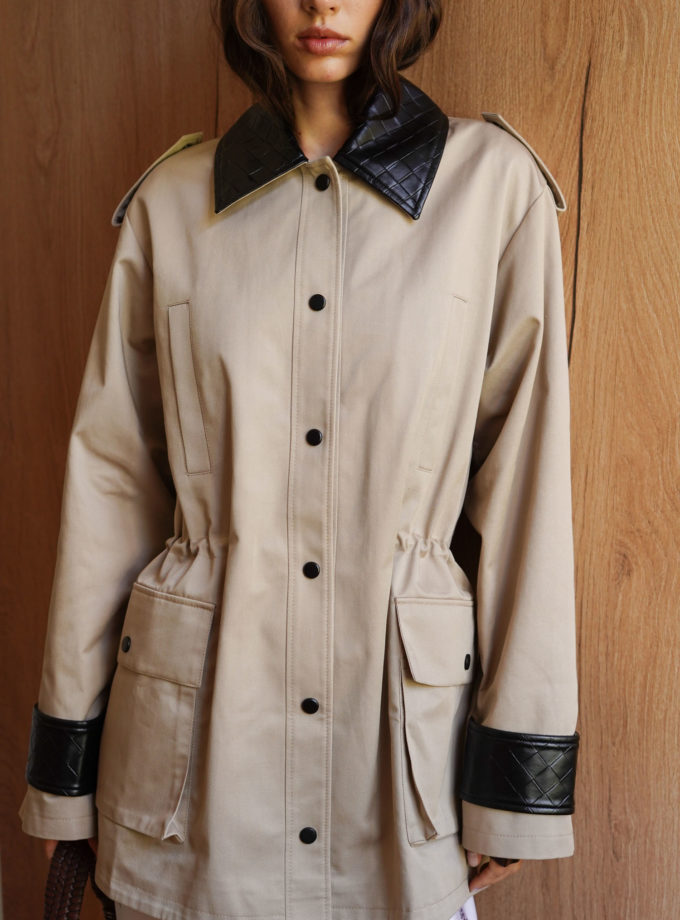 Куртка з декоративними вставками utility blazer бежева THE LACE (TLA_00003415)