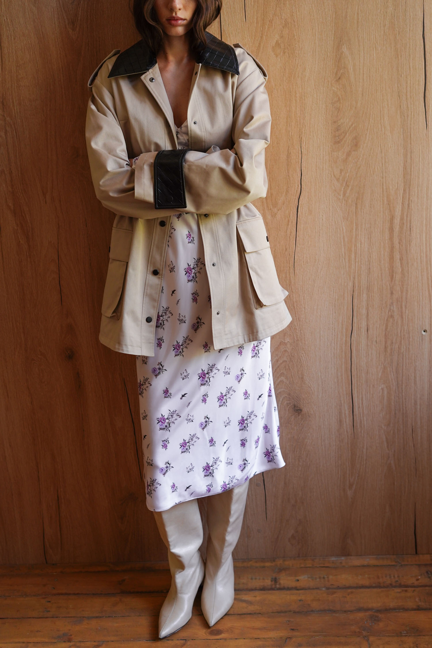 00003415-7 Куртка з декоративними вставками utility blazer бежева THE LACE (TLA_00003415) - фото 7