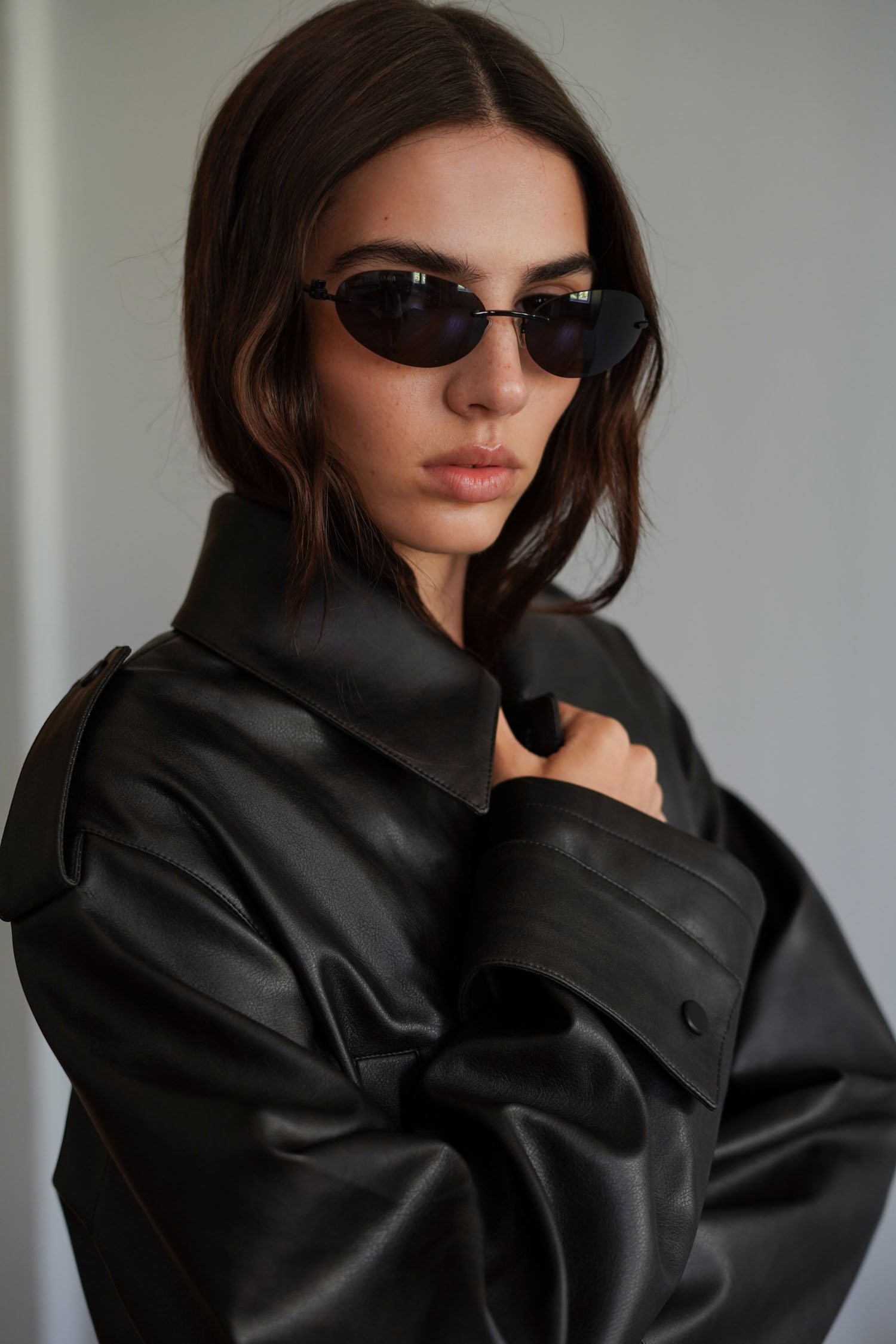 00003421-4 Куртка з еко-шкіри utility blazer чорна THE LACE (TLA_00003421) - фото 4