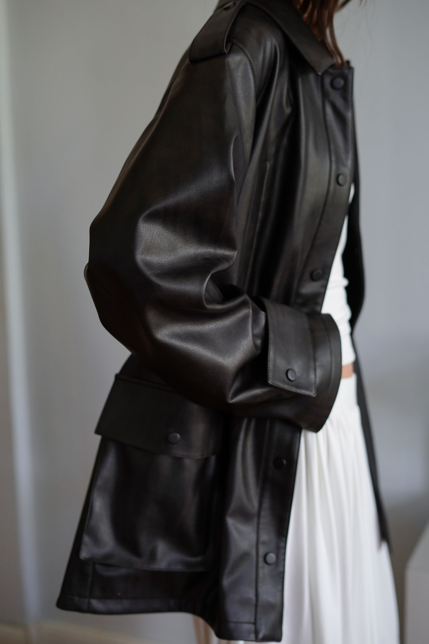 00003421-5 Куртка з еко-шкіри utility blazer чорна THE LACE (TLA_00003421) - фото 5