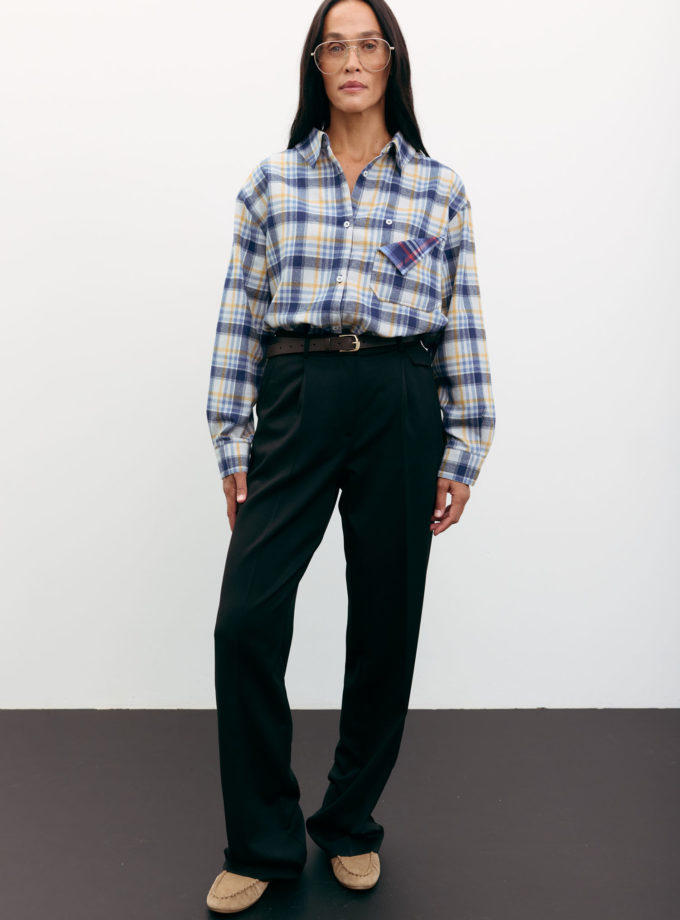 Брюки палаццо з декоративним клапаном чорні Modena THE LACE (TLE_00003457)