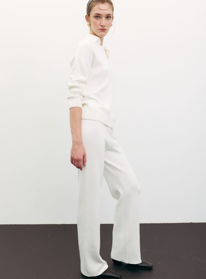 Трикотажні брюки молочні THE LACE (TLA_00003482)