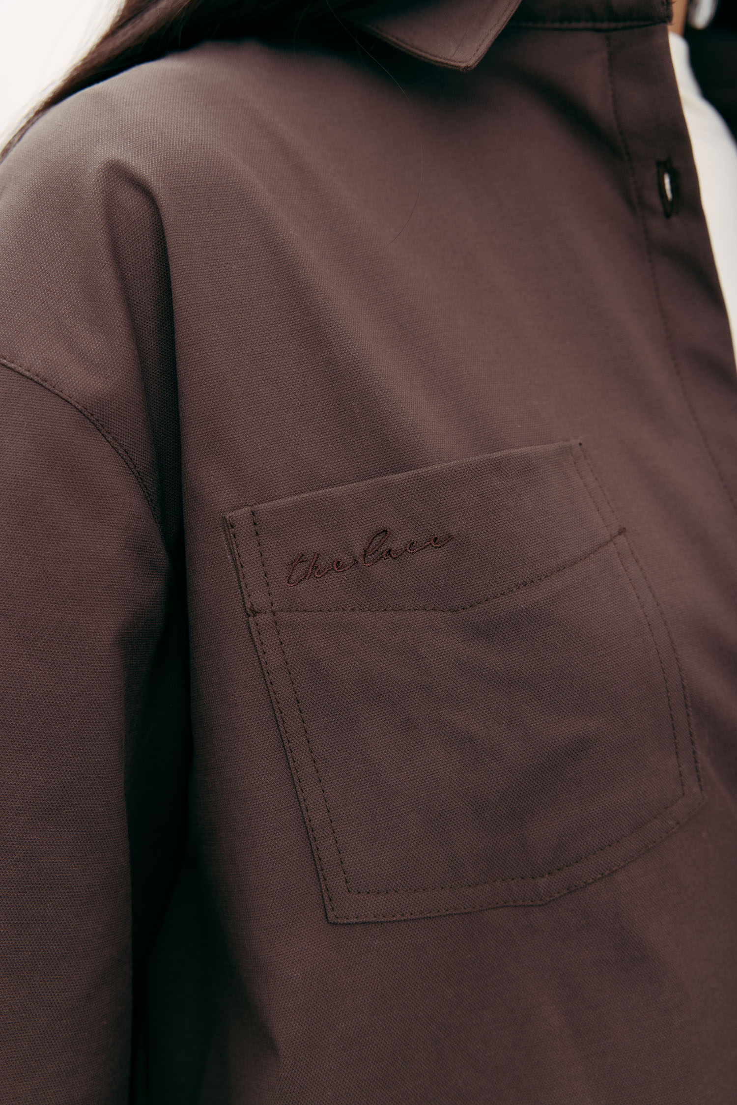 00003486-3 Сорочка оверсайз з вишивкою шоколадна THE LACE (TLA_00003486) - фото 3