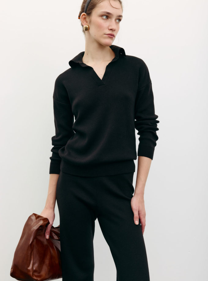 Трикотажний джемпер поло чорний THE LACE (TLA_00003490) - фото 15