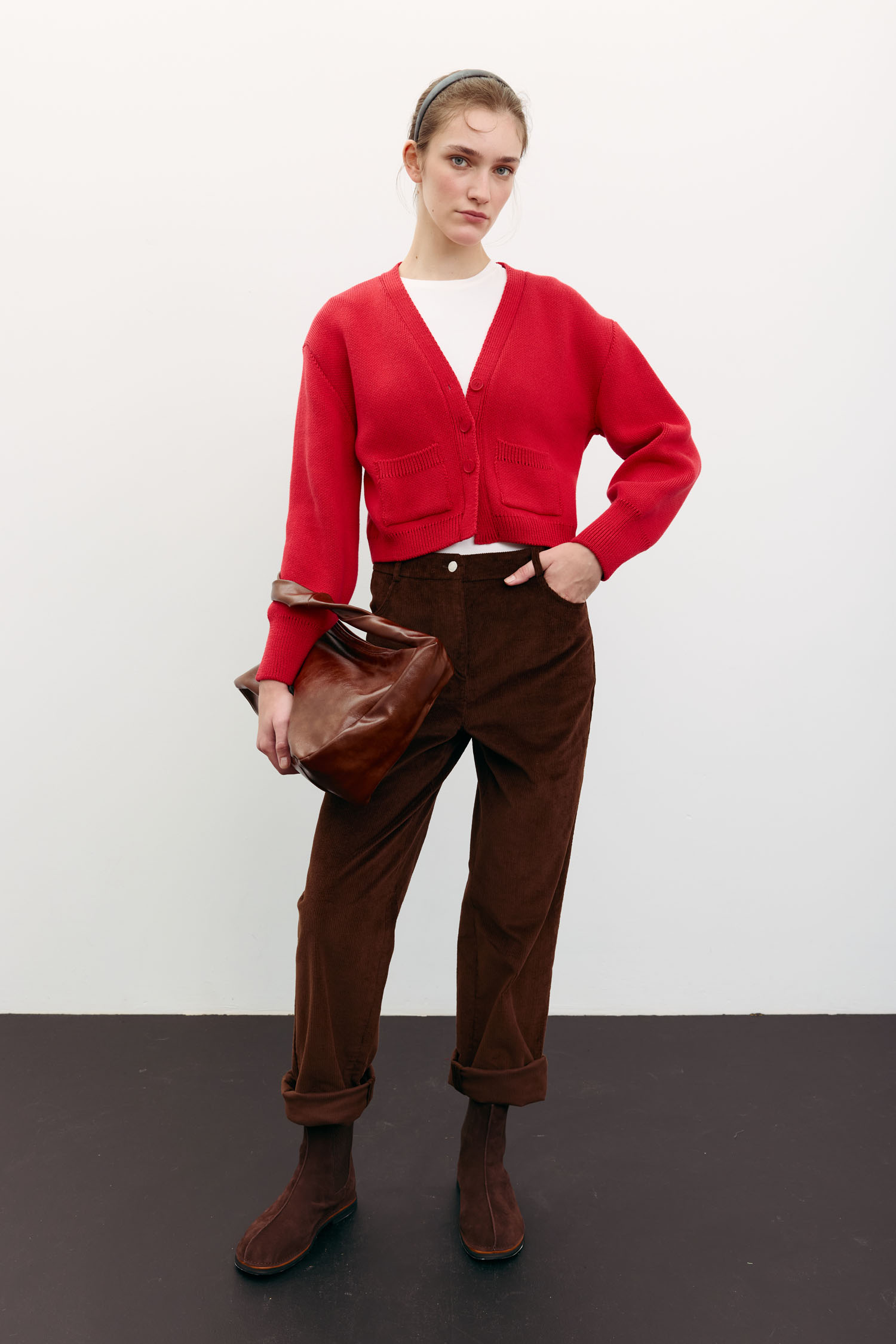 00003497-2 Кардиган трикотажний з кишенями червоний THE LACE (TLA_00003497) - фото 2