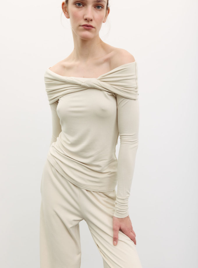 Лонгслів з відкритими плечима айворі THE LACE (TLA_00003504)