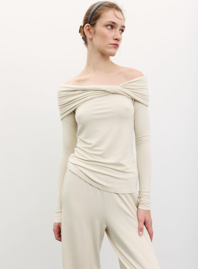 Лонгслів з відкритими плечима айворі THE LACE (TLA_00003504)