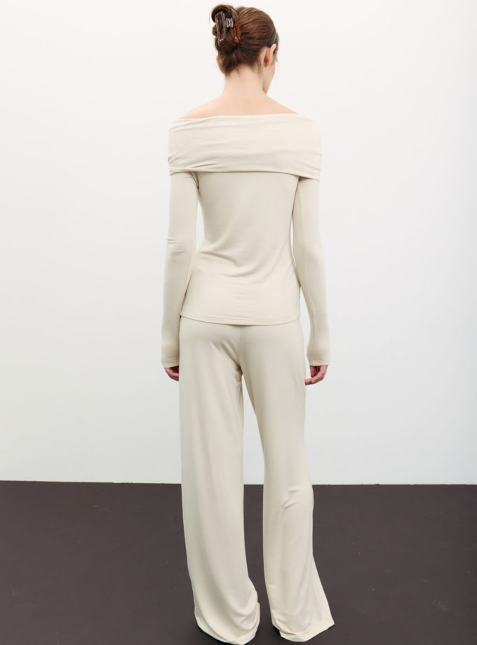 Брюки трикотажні вільного крою айворі THE LACE (TLA_00003505)