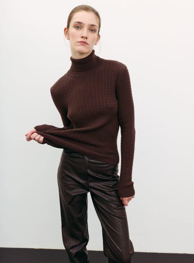 Водолазка з фактурним візерунком шоколадна THE LACE (TLA_00003506)