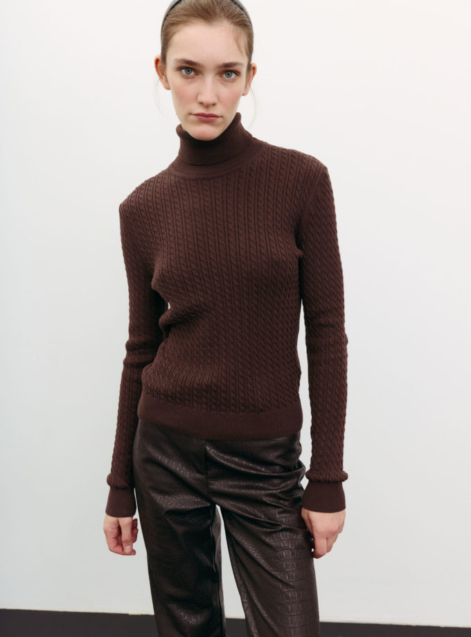 Водолазка з фактурним візерунком шоколадна THE LACE (TLA_00003506)