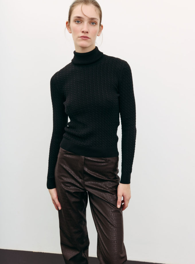 Водолазка з фактурним візерунком чорна THE LACE (TLA_00003508)