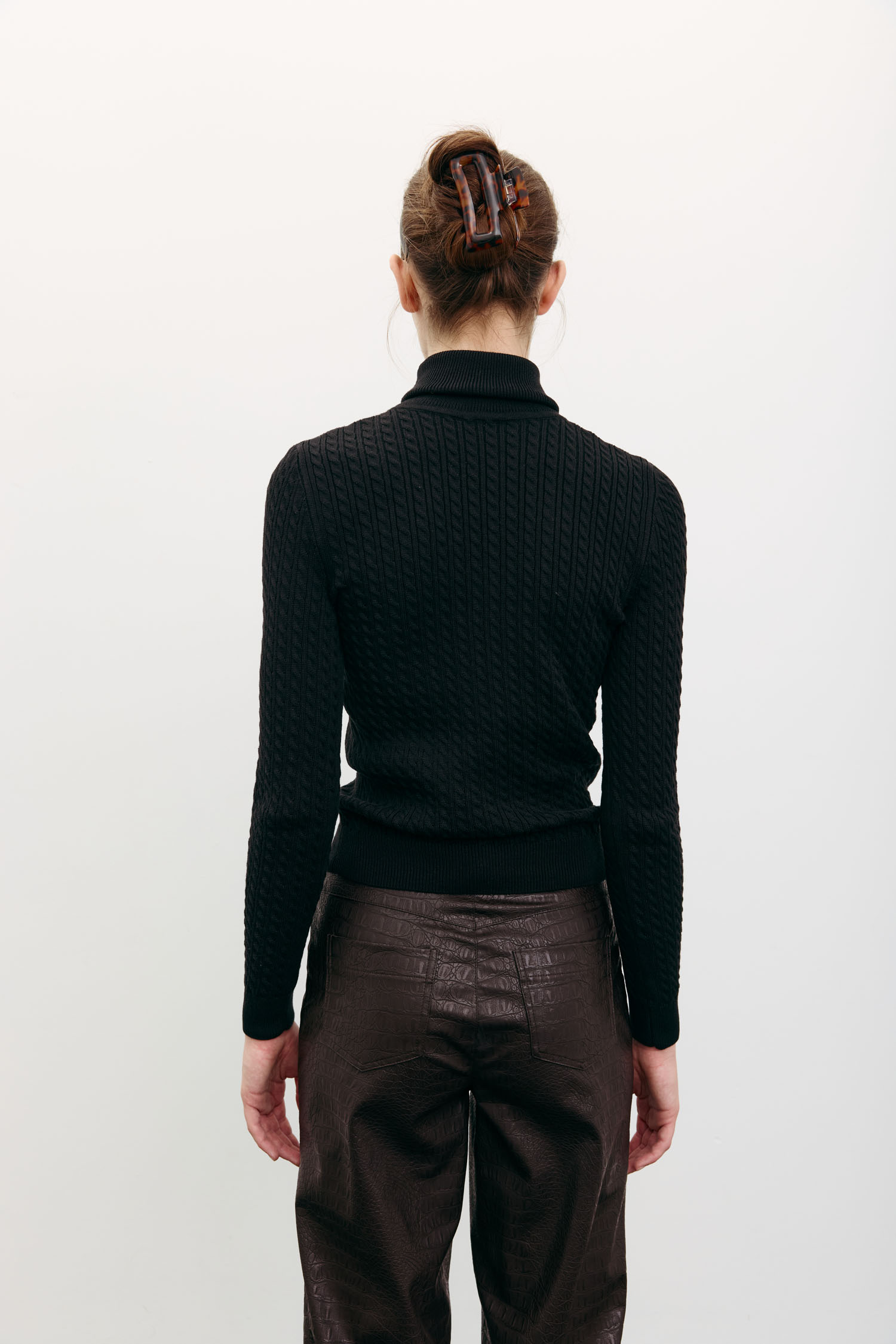 00003508-3 Водолазка з фактурним візерунком чорна THE LACE (TLA_00003508) - фото 3