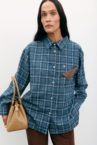 Сорочка в клітинку з декоративною кишенею зелена THE LACE (TLA_00003515)