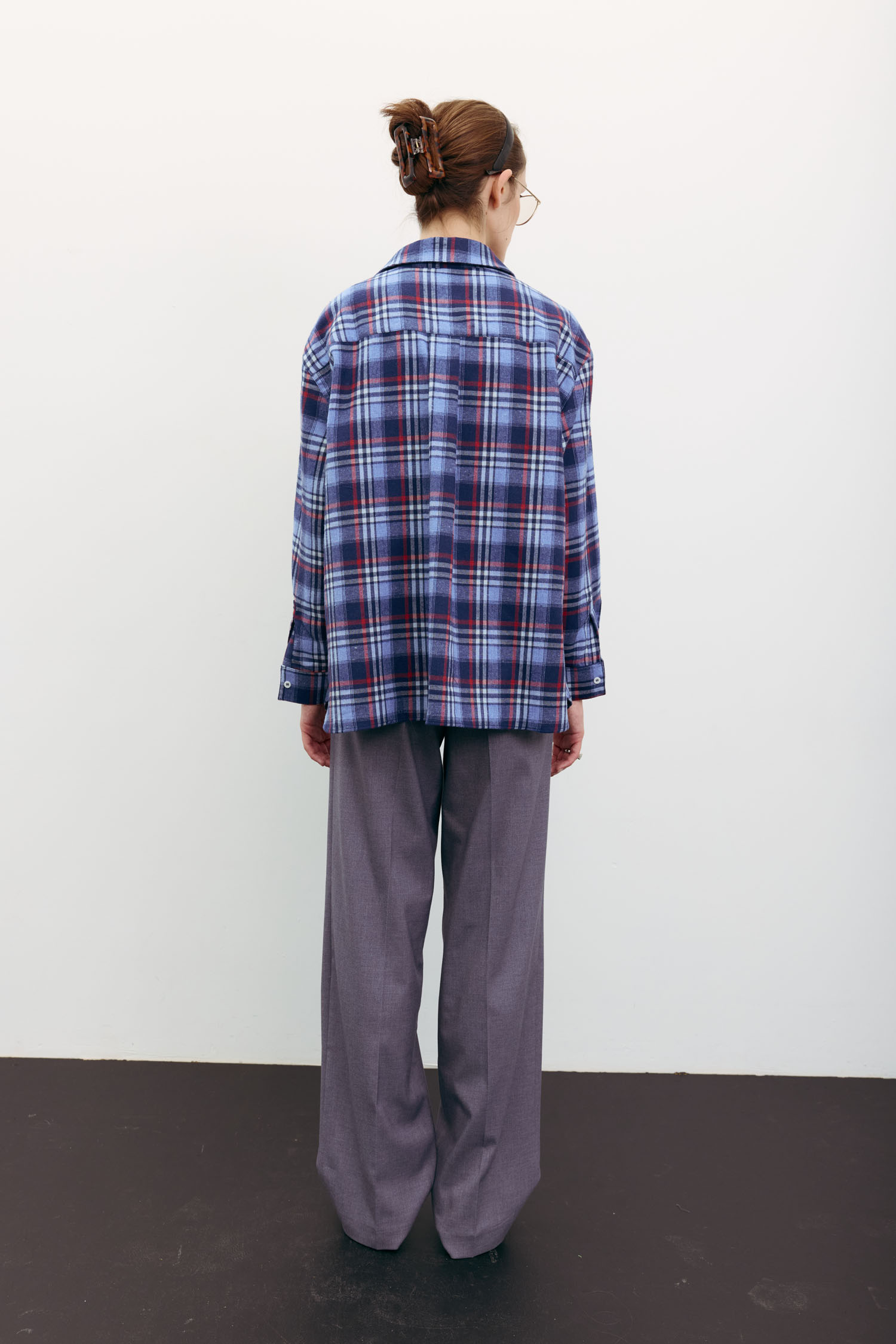 00003518-4 Сорочка в клітинку з декоративною кишенею синя THE LACE (TLA_00003518) - фото 4