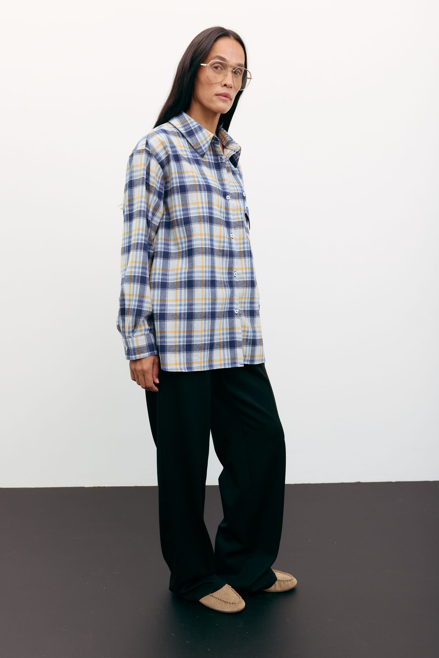 00003519-3 Сорочка в клітинку з декоративною кишенею світло-сіра THE LACE (TLA_00003519) - фото 3