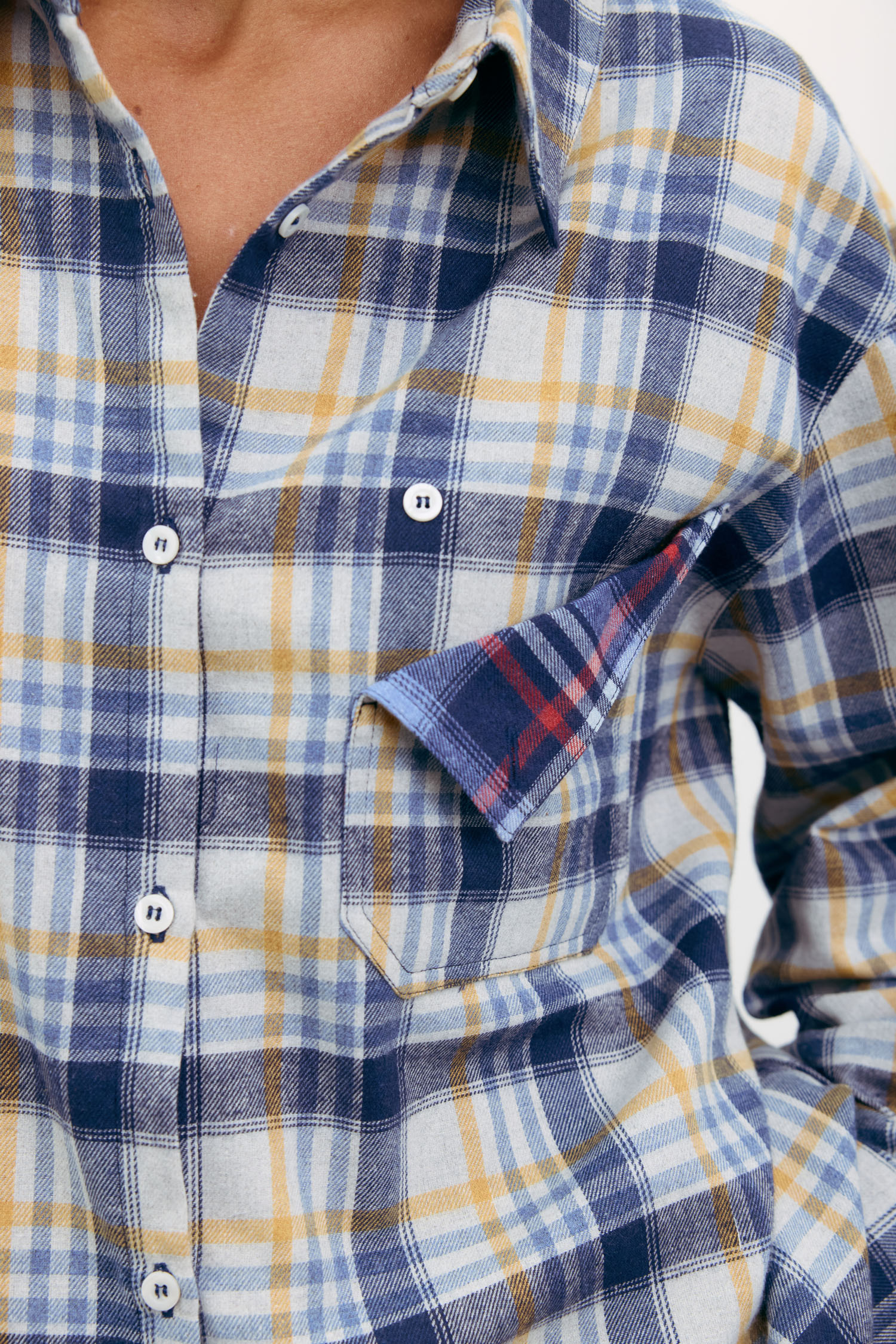 00003519-5 Сорочка в клітинку з декоративною кишенею світло-сіра THE LACE (TLA_00003519) - фото 5