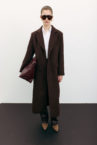 Пальто вовняне максі прямого крою шоколадне THE LACE (TLA_00003527)