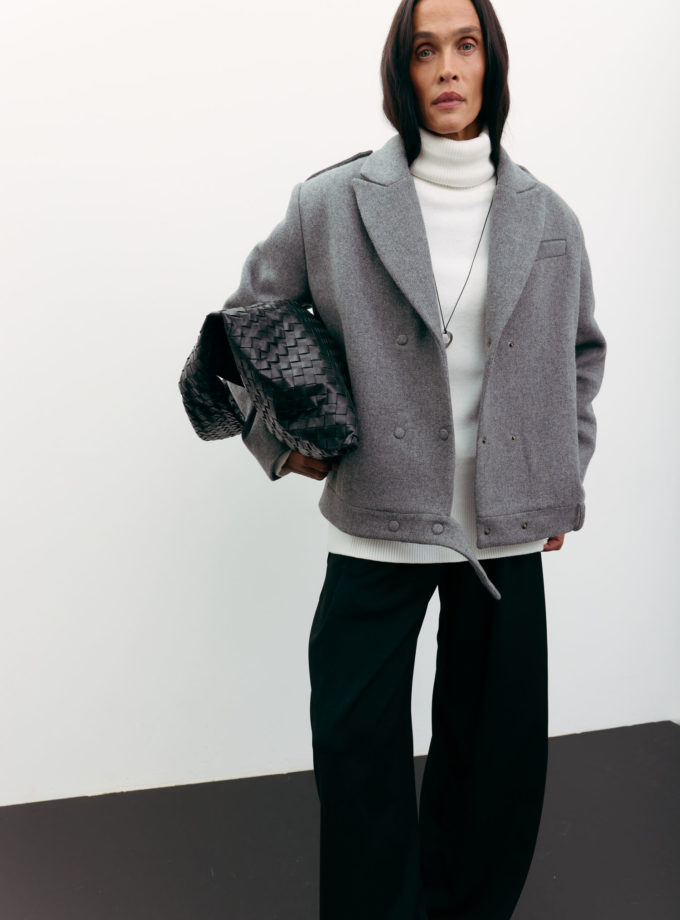 Пальто-жакет вовняне сіре THE LACE (TLA_00003543)