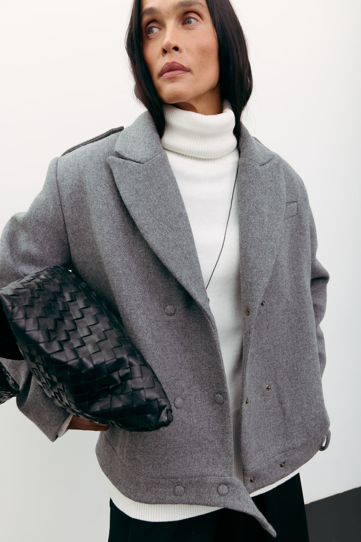 00003543-4 Пальто-жакет вовняне сіре THE LACE (TLA_00003543) - фото 4