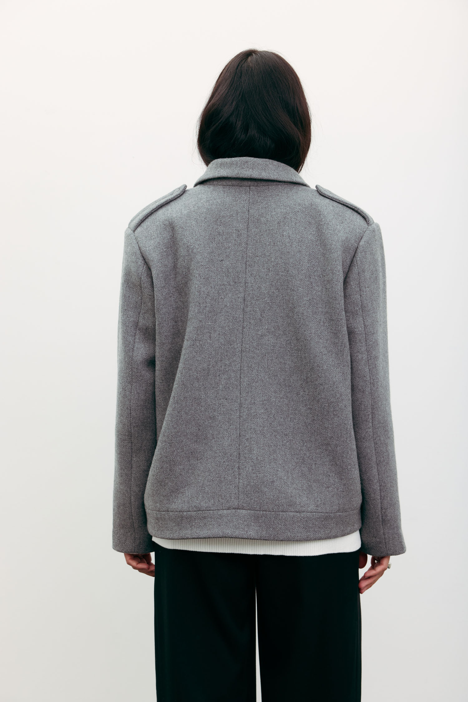 00003543-5 Пальто-жакет вовняне сіре THE LACE (TLA_00003543) - фото 5