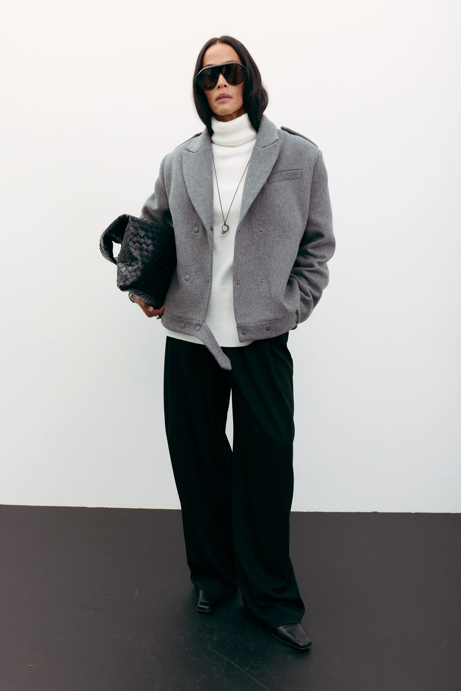 00003543-6 Пальто-жакет вовняне сіре THE LACE (TLA_00003543) - фото 6