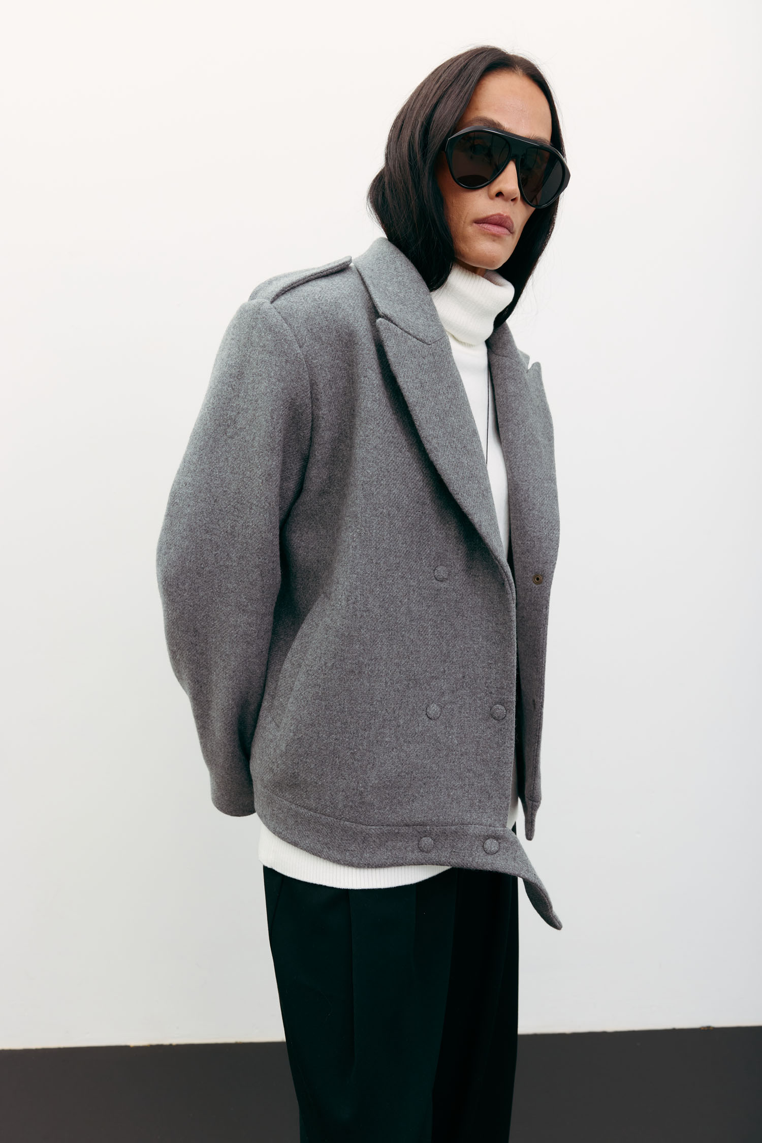 00003543-7 Пальто-жакет вовняне сіре THE LACE (TLA_00003543) - фото 7