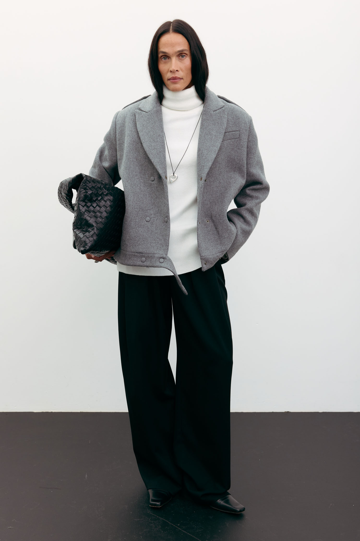 00003543-8 Пальто-жакет вовняне сіре THE LACE (TLA_00003543) - фото 8