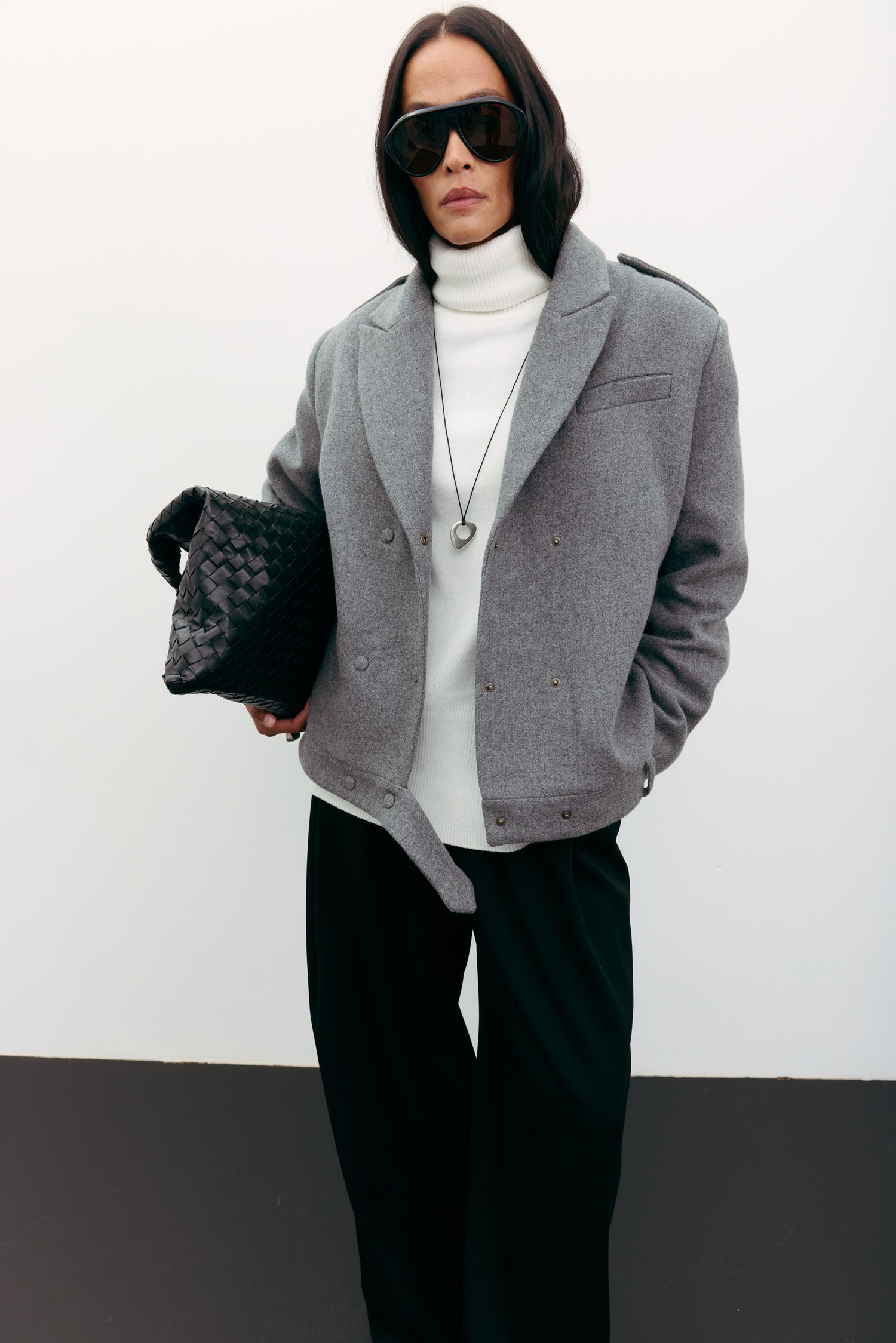 00003543-9 Пальто-жакет вовняне сіре THE LACE (TLA_00003543) - фото 9