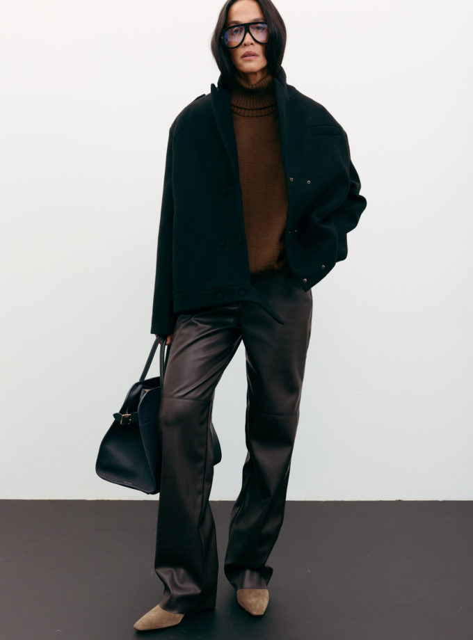 Пальто-жакет вовняне чорне THE LACE (TLA_00003544)