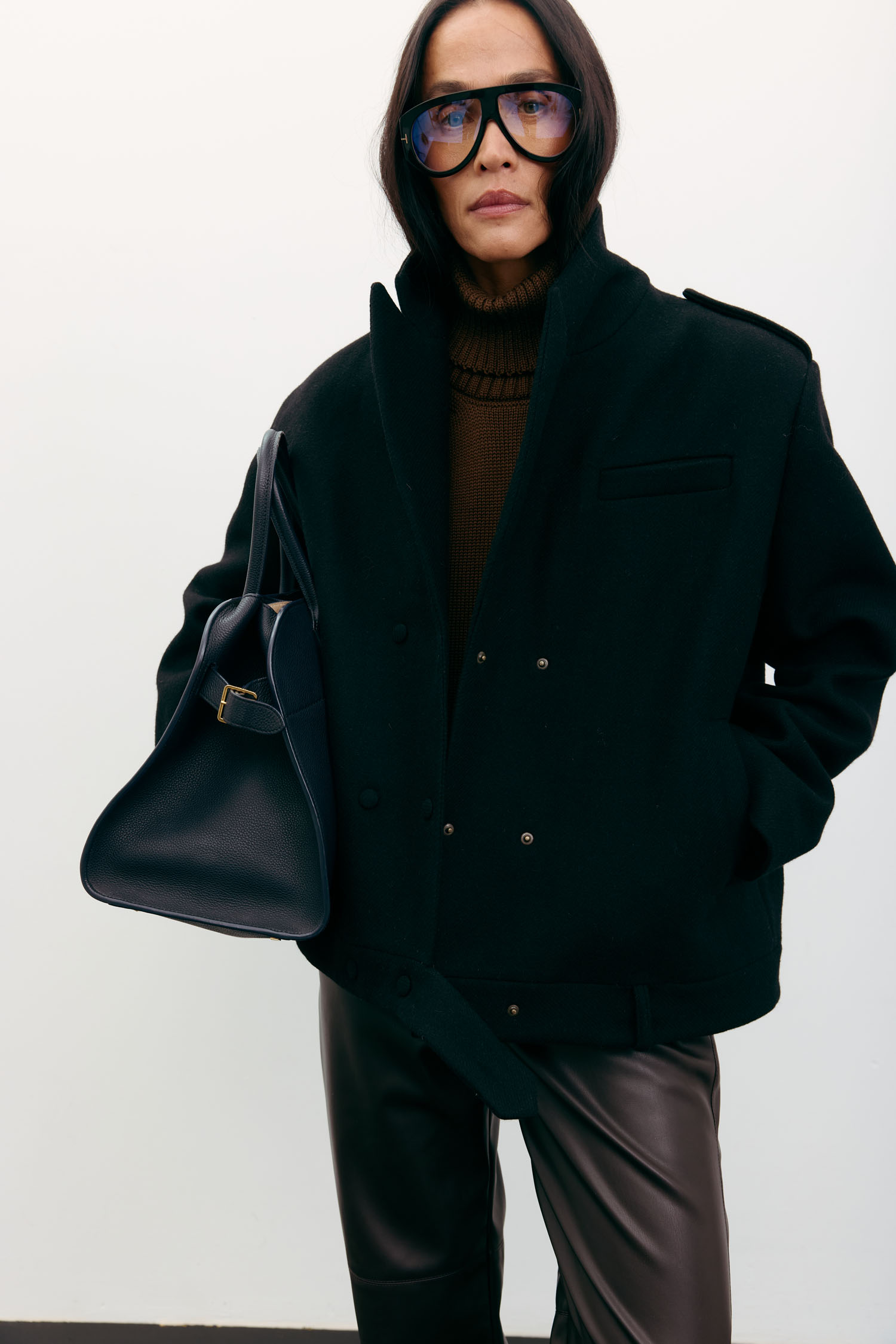 00003544-8 Пальто-жакет вовняне чорне THE LACE (TLA_00003544) - фото 8