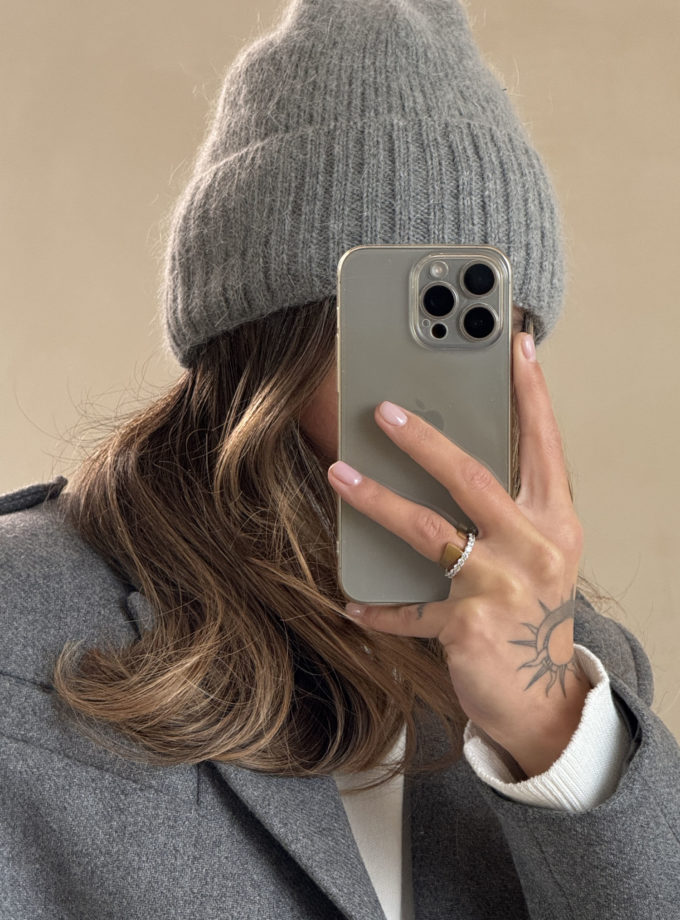 Шапка ангорова сіра THE LACE (TLA_00003550)