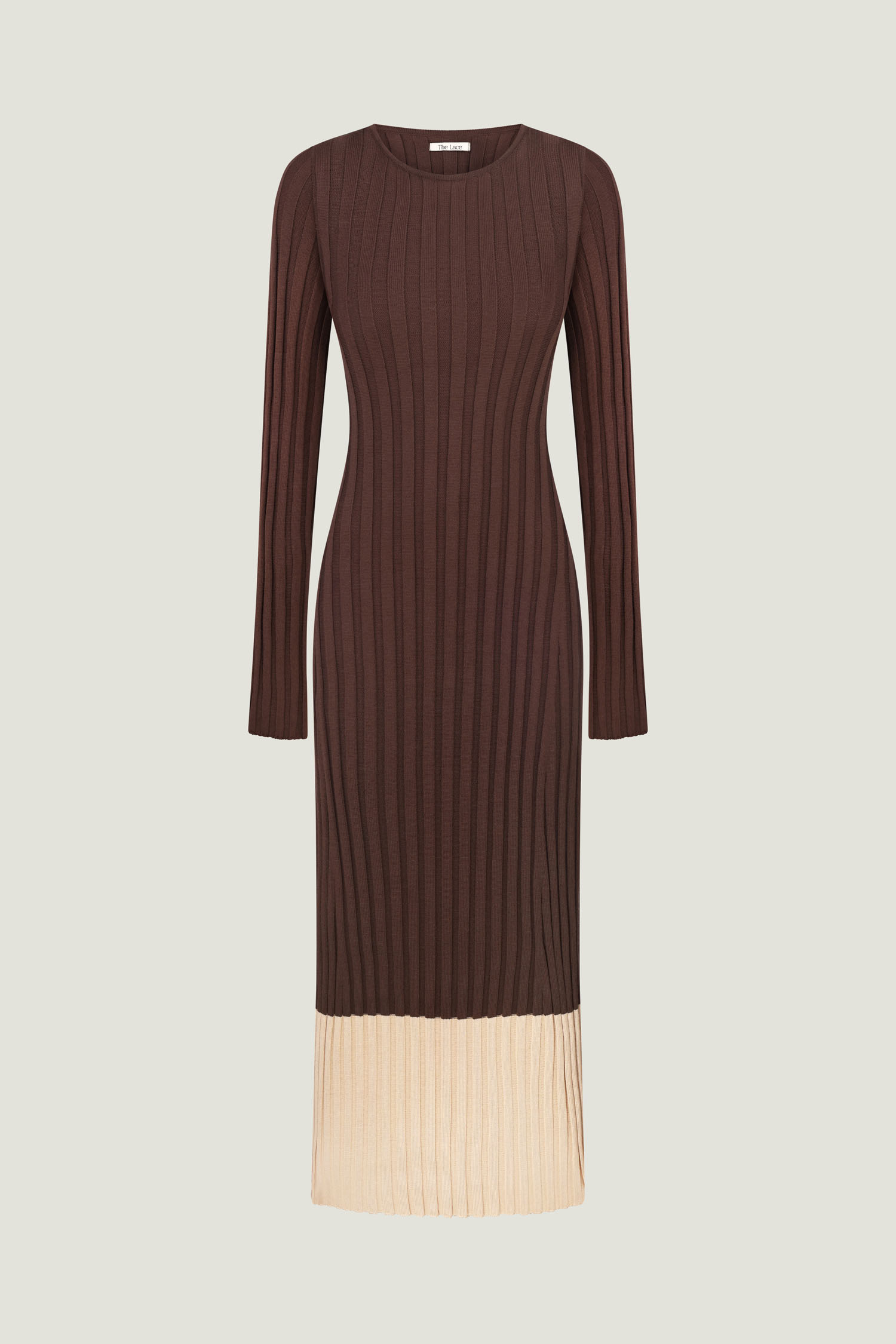 00003553-5 Трикотажна сукня максі з кремовим низом шоколадна THE LACE (TLA_00003553) - фото 10