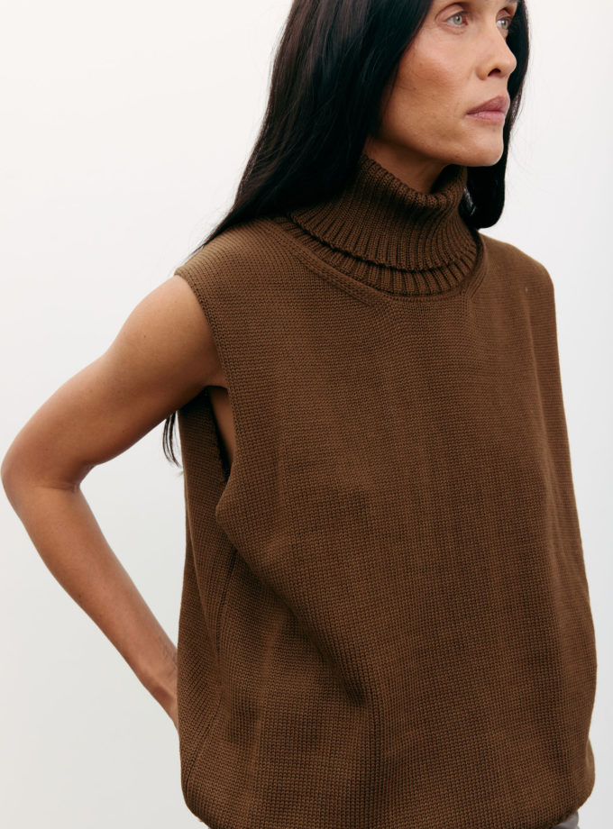 Жилет з напіввовни шоколадний THE LACE (TLA_00003555)