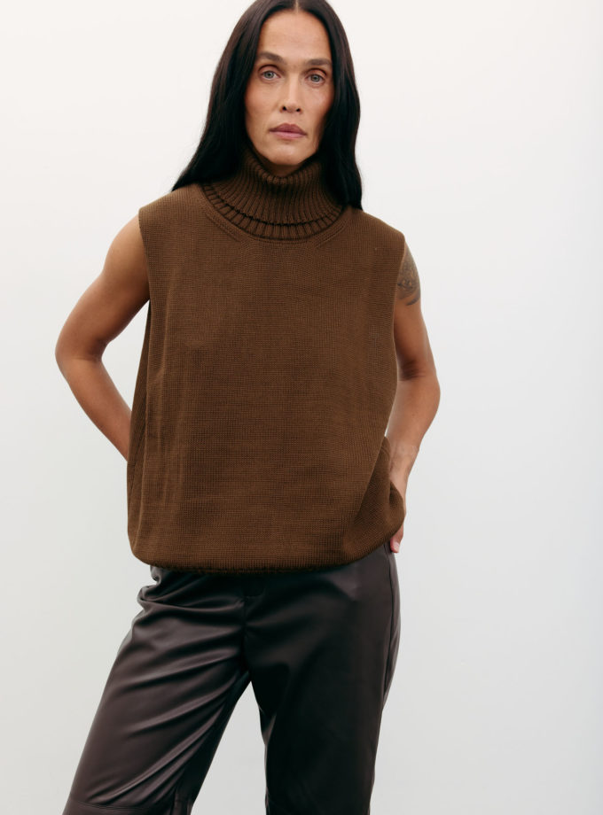 Жилет з напіввовни шоколадний THE LACE (TLA_00003555)