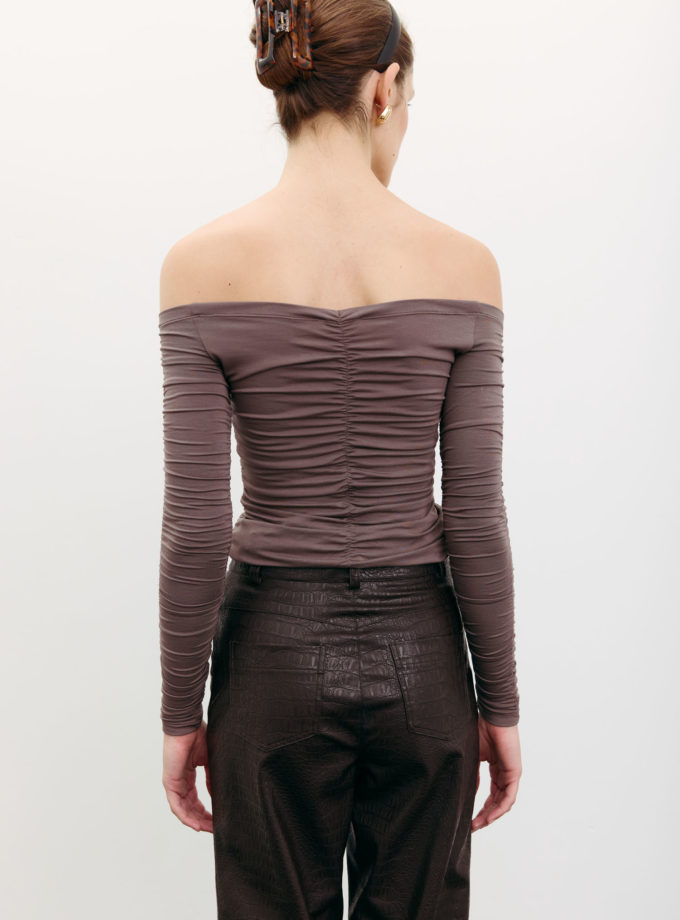 Лонгслів з драпіруванням капучино THE LACE (TLA_00003565)